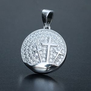 White Gold Plated Three Cross Pendant